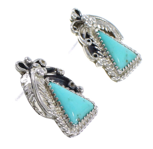 Southwest Turquoise Genuine Sterling Silver Post Earrings RX69350
